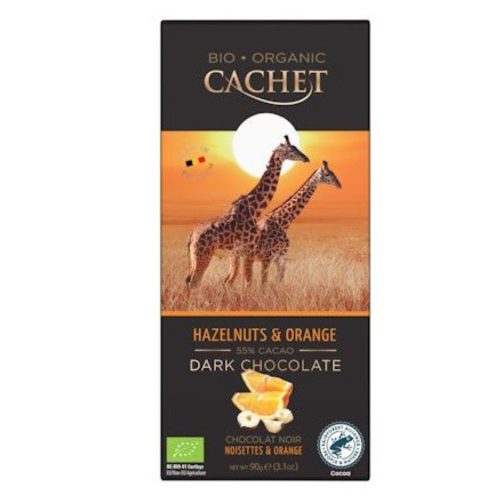 Cachet bio táblás étcsokoládé 55% narancs-mogyoró 90 g