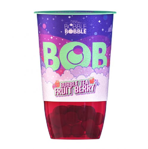 Bob bubble tea fekete teából készült üdítőital eper és málnalével, áfonyalevet tartalmazó italgyöngyökkel 360 ml