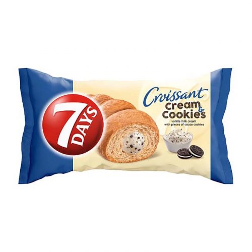 7DAYS Cream & Cookies croissant vanília & keksz 60 g